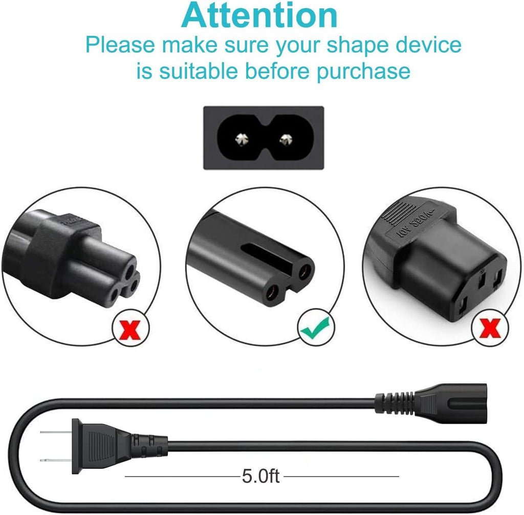 5ft 2 Prong AC Power Cord Fit for Break X1