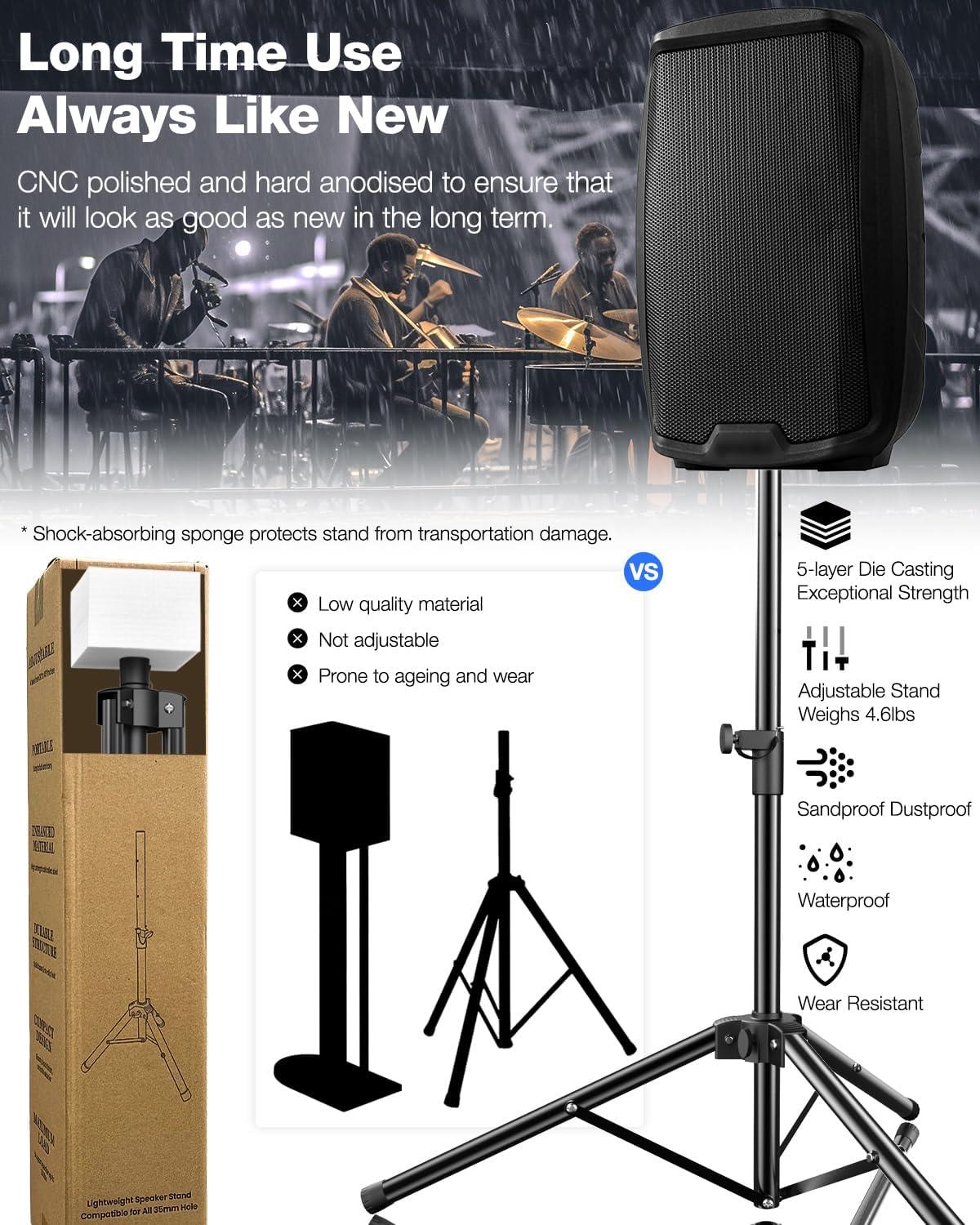 Ikarao Adjustable Speaker Stand - 4.1 to 6.6-Foot, Universal