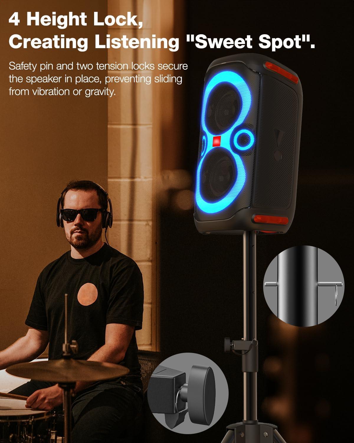 Ikarao Adjustable Speaker Stand - 4.1 to 6.6-Foot, Universal