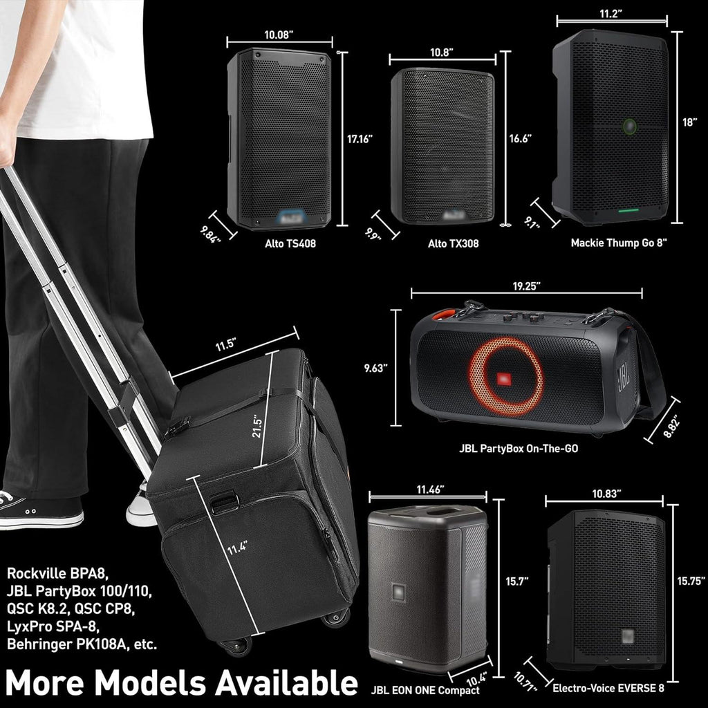 Ikarao Rolling Speaker Bag with 10mm Thick Padding and Folding Hand Truck