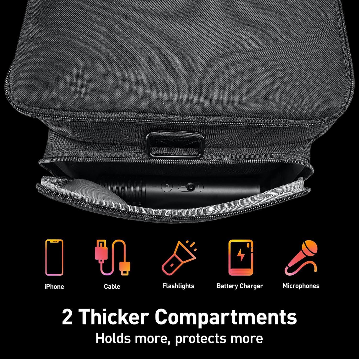 Ikarao Rolling Speaker Bag with 10mm Thick Padding and Folding Hand Truck